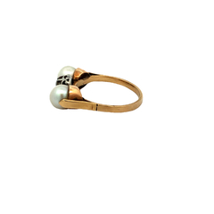 Anillo Tricillo Oro 18 Kt Y Perlas Naturales Y Brillante en internet