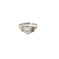 Art deco platinum 950 solitaire engagement ring and brilliant