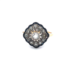 Anillo Art-decó Oro Platino - Zafiros Azules Y Blancos