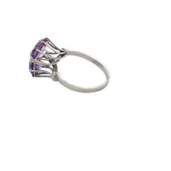 Anillo De Oro Blanco 18 Kt Y Amatistas - comprar online