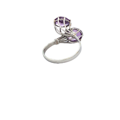 Anillo De Oro Blanco 18 Kt Y Amatistas - Joyería Alvear