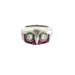 Único Anillo Lechuza Platino 950 Rubíes Y Brillantes