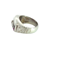 Unique owl ring in platinum 950 rubies and diamonds - Joyería Alvear