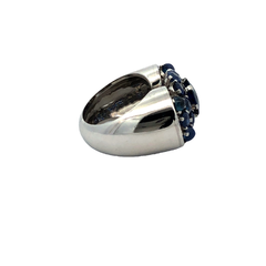 Important Platinum Ring 950 Brilliant Ceylany Sapphires - Joyería Alvear
