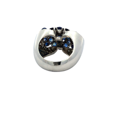 Importante Anillo Platino 950 Zafiros Ceylany Brillantes - comprar online