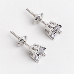 Aros solitarios de oro blanco 18 kt y zafiro blanco. - comprar online