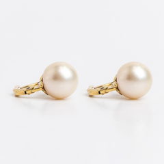 18 kt gold and natural pearl earrings 85mm