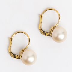 Aros oro 18 kt y perla natural 85mm - comprar online