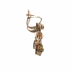 Victorian rosette dangle earrings 18k gold and sapphires - Joyería Alvear