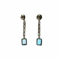 Aros colgantes art deco platino 950 brillantes y topacios - comprar online