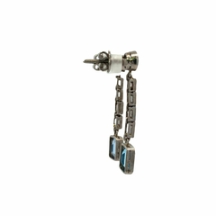 Aros colgantes art deco platino 950 brillantes y topacios - Joyería Alvear