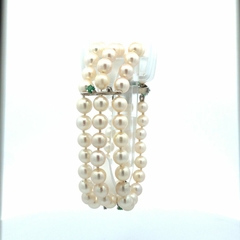 Pulsera brazalete perlas naturales platino esmeraldas y brillantes en internet