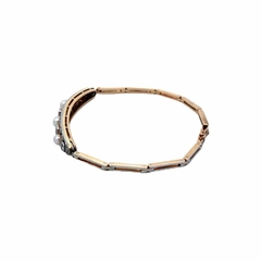 Pulsera brazalete oro 18 kt brillantes y perlas naturales. - comprar online