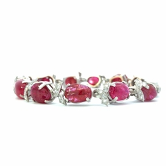 Pulsera brazalete oro 18 kt brillantes y rubíes naturales - comprar online