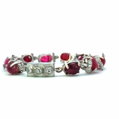 Pulsera brazalete oro 18 kt brillantes y rubíes naturales en internet