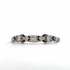 Pulsera brazalete art deco platino 950 brillantes y onix