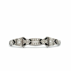 Pulsera brazalete art deco platino 950 brillantes y onix - tienda online