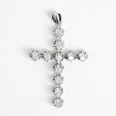 Cadena Y Cruz De Oro 18 Kt Y 1.10 Ct Brillantes