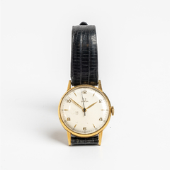 Omega men's 18 kt gold watch with manual winding