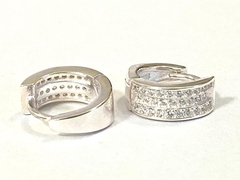 Divinos Aros Argolla Plata 925 Y Zafiros Blancos - tienda online