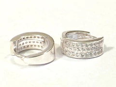 Divinos Aros Argolla Plata 925 Y Zafiros Blancos - tienda online