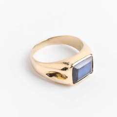 18 kt gold and sapphire unisex ring - buy online