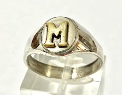 Beautiful ring and seal m. 925 silver 18kt gold. - Joyería Alvear
