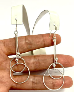 Modernos Aros Colgantes Argollas Plata 925 - tienda online