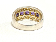 Anillo De Plata 925 Amatistas Y Zafiros Blancos - comprar online