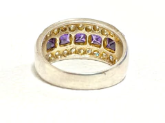Anillo De Plata 925 Amatistas Y Zafiros Blancos - comprar online
