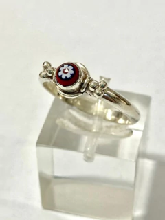Delicate 925 silver ring and micro mosaic for lady