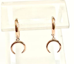 Modernos Aros Argolla Luna Plata Oro Rose - tienda online