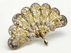 Hermoso Prendedor Plata Vermeil Filigrana Alvear.ar