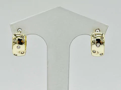 Image of Modern hoop earrings Silver 925 gold 18 kt sapphires