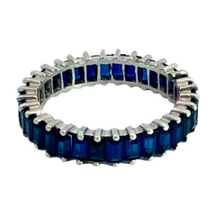 Valioso Anillo Sinfin Platino 950 Y Zafiros Naturales - Joyería Alvear