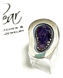 Large 925 silver and natural amethyst ring alvear jewelry on internet
