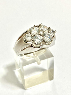 Espectacular Anillo Plata 925 Y Zafiros Blancos - tienda online