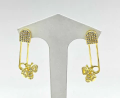 Aros Alfiler Gancho Plata 925 Oro 18 Kt Zafiros