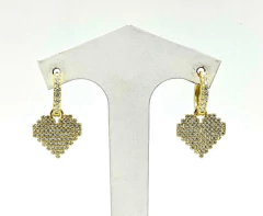 Imagen de Aros Colgantes Corazón Plata 925 Oro 18 Kt Zafiros