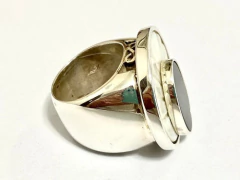 Impactante Conjunto Anillo Aros Plata 925 Ónix Nácar en internet