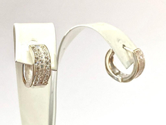 Divinos Aros Argolla Plata 925 Y Zafiros Blancos - Joyería Alvear