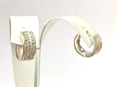 Divinos Aros Argolla Plata 925 Y Zafiros Blancos - Joyería Alvear