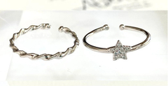 Beautiful double ring 925 silver 18 carat gold white sapphires - buy online