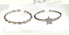 Beautiful double ring 925 silver 18 carat gold white sapphires - buy online