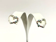 EXCEPTIONAL SET OF EARRINGS AND HEART PENDANT IN SILVER 925 AND SEMI-PRECIOUS STONES - buy online
