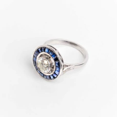 Gran Anillo Ojo De Perdiz Platino 950 Zafiros Naturales - buy online