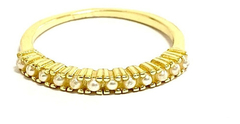Hermoso Anillo Dama Plata 925 Oro 18 Kt Mini Perlas