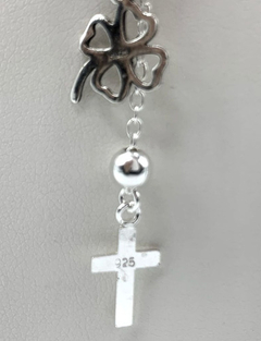 Divina Cadena Corbatero Plata925 Dije Cruz Trébol Alvear.ar - comprar online