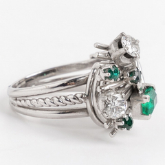 Anillo Platino 950 Esmeraldas Colombianas Brillantes - Joyería Alvear