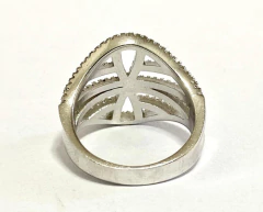 Anillo Plata 925 Oro 18 Kilates y Zafiros Blancos - Joyería Alvear